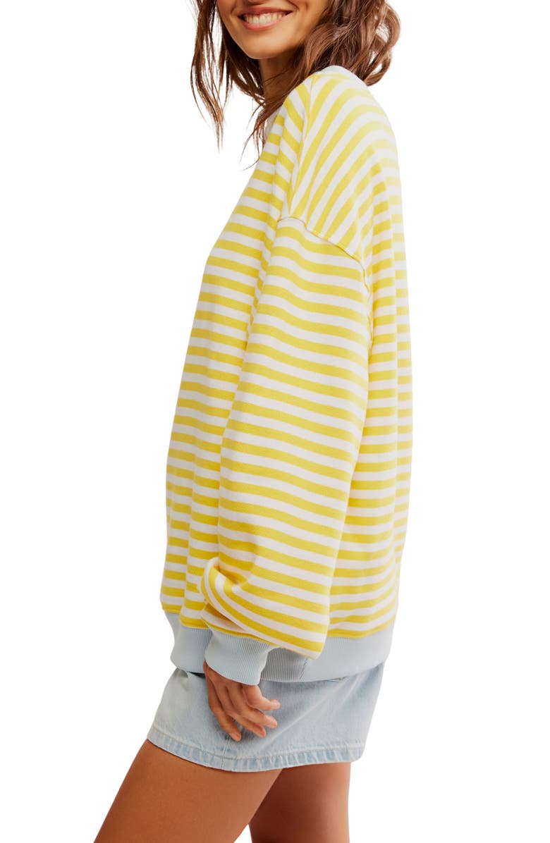 Free People Oversize Stripe Sweatshirt, Alternate, color, Dandelion Combo