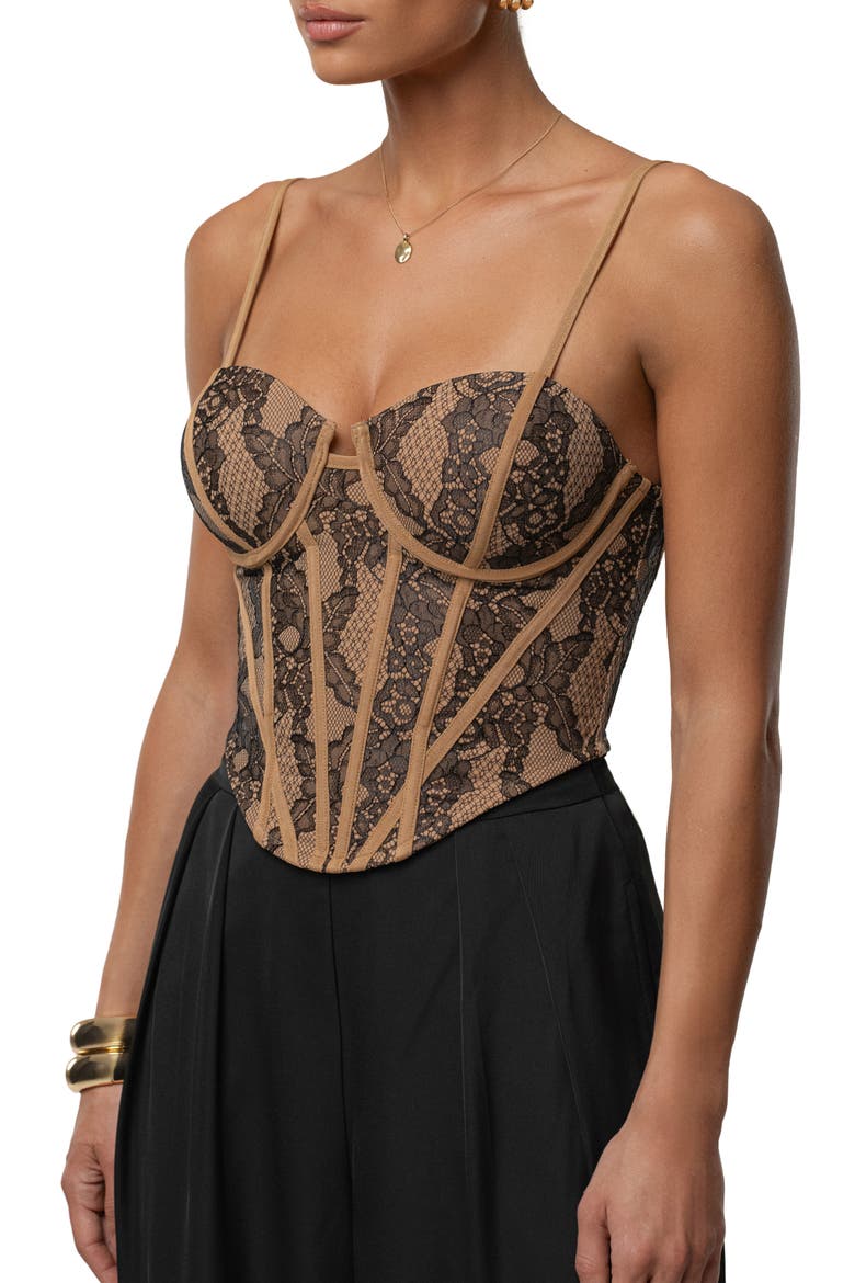 Desire Lace Underwire Corset Top, Alternate, color, BLACK