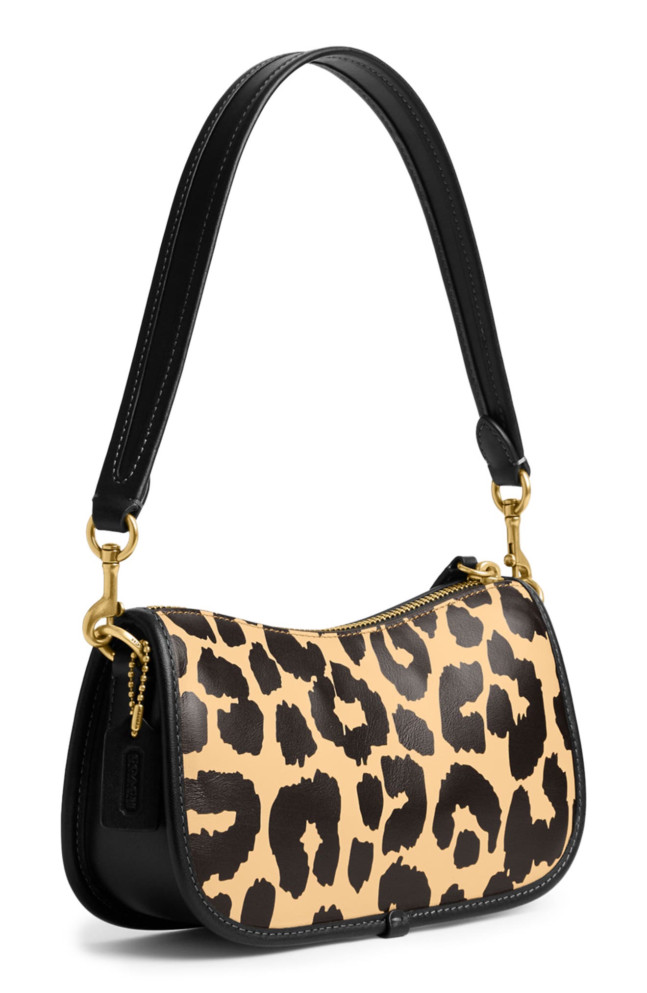 COACH Swinger Leopard Print Leather Shoulder Bag, Alternate, color, 
