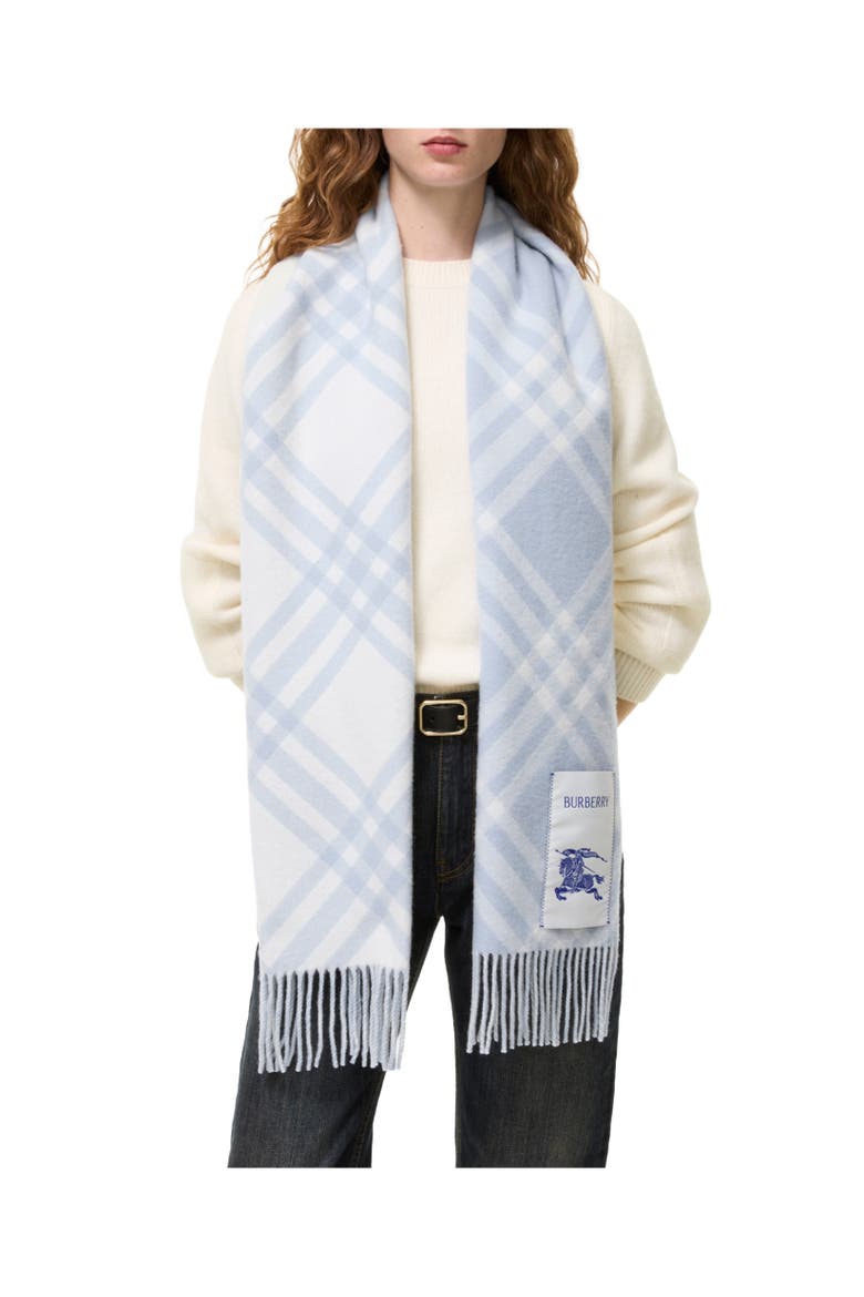 Check Cashmere Scarf, Alternate, color, Bank blue