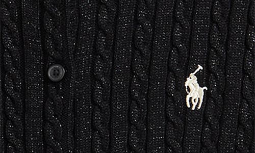 Polo Ralph Lauren Ralph Lauren Metallic Mini-cable Cardigan In Black