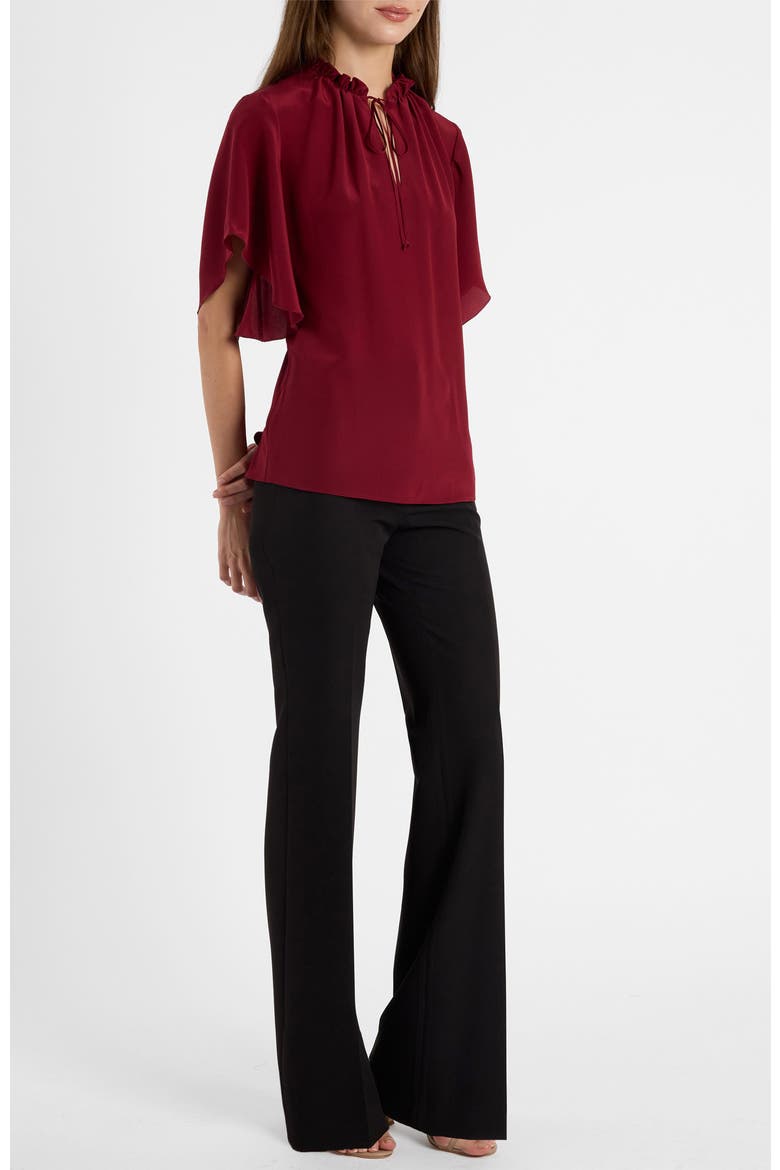 Guita Flutter Sleeve Silk Blouse, Alternate, color, Chili Pepper