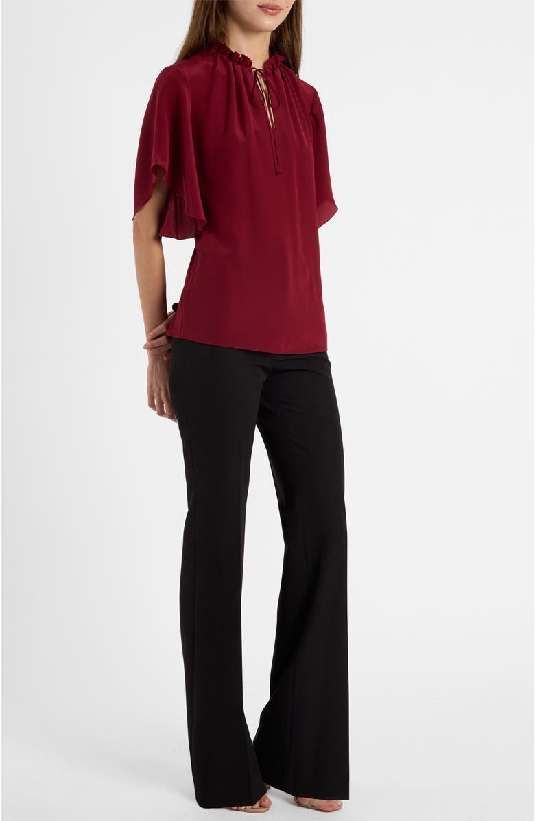 Santorelli Guita Flutter Sleeve Silk Blouse, Alternate, color, Chili Pepper
