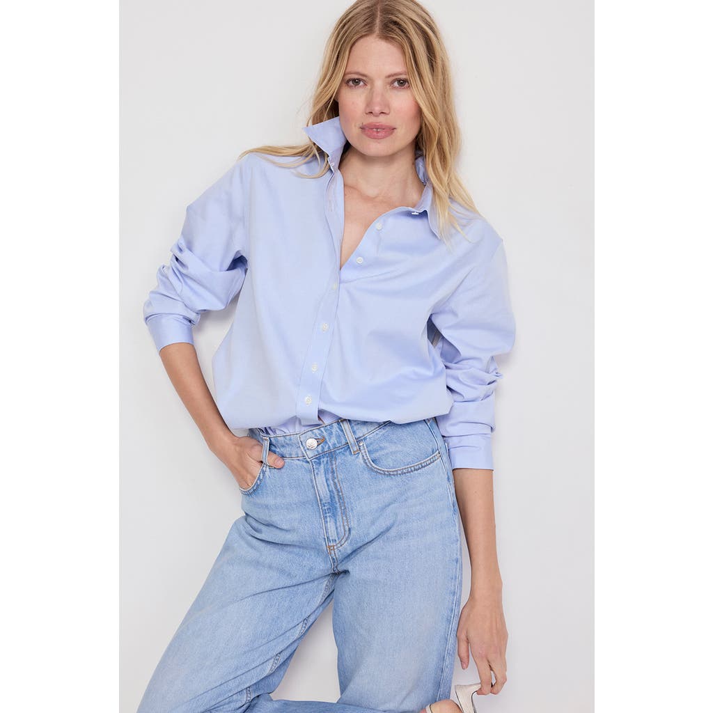 The Shirt By Rochelle Behrens The Jet Set Boyfriend Shirt In Blue