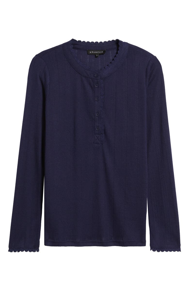 GIBSONLOOK Ava Lace Henley Top, Alternate, color, Evening Blue