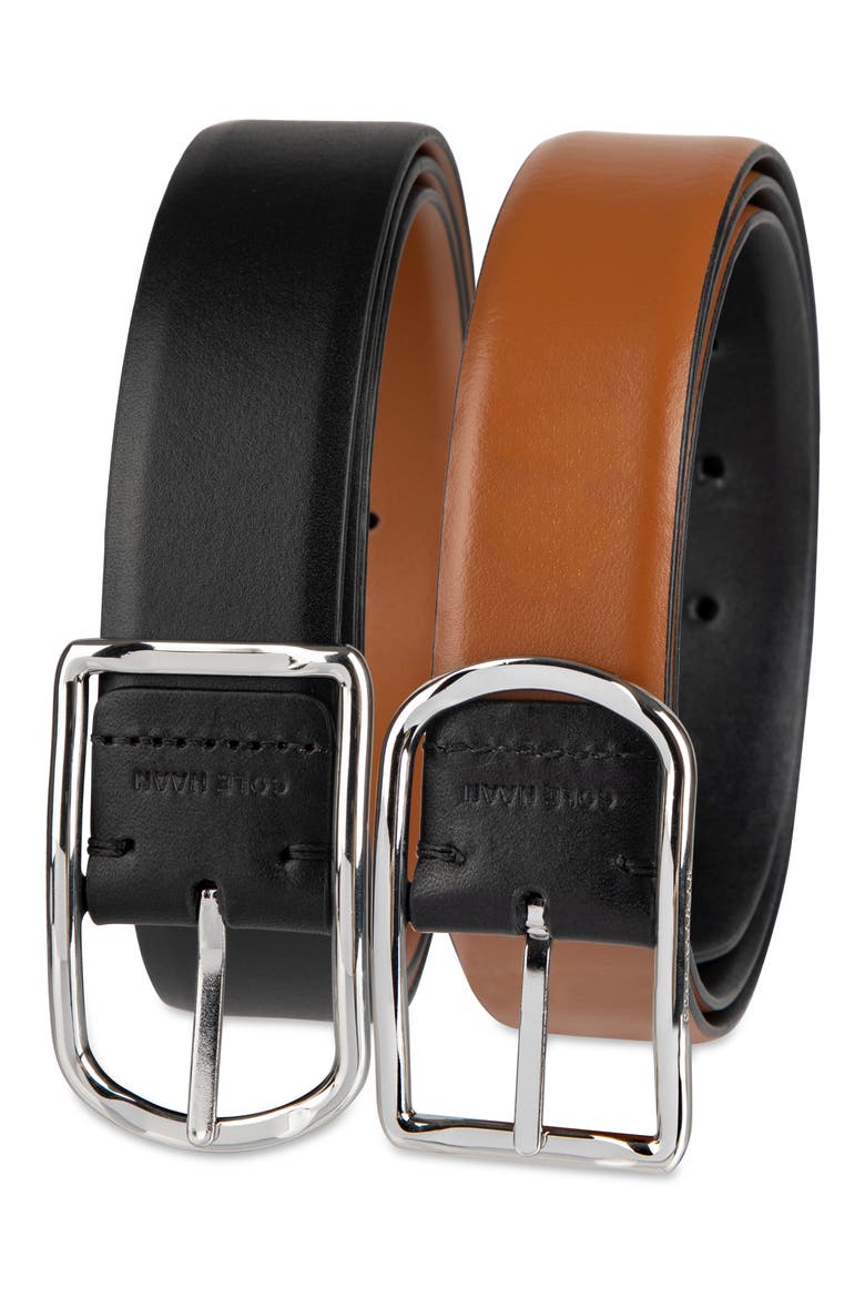 Black & Tan Reversible Leather Belt, Alternate, color, BLACK/ TAN