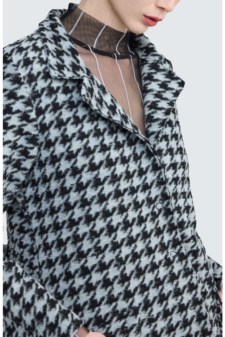 Zaria Houndstooth Long Jacket, Alternate, color, Monochrome Black