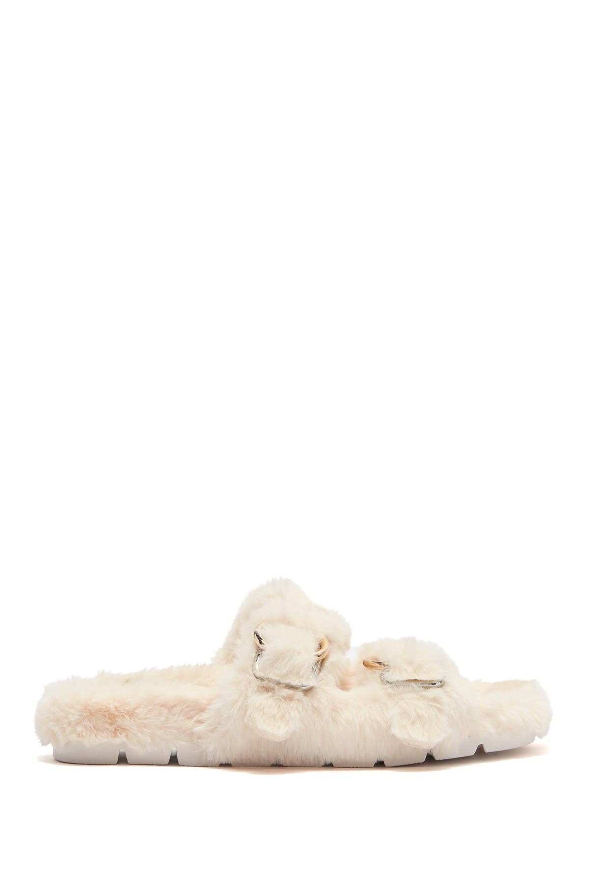 JSlides Bree Faux Fur Slide Sandal, Alternate, color, Natural