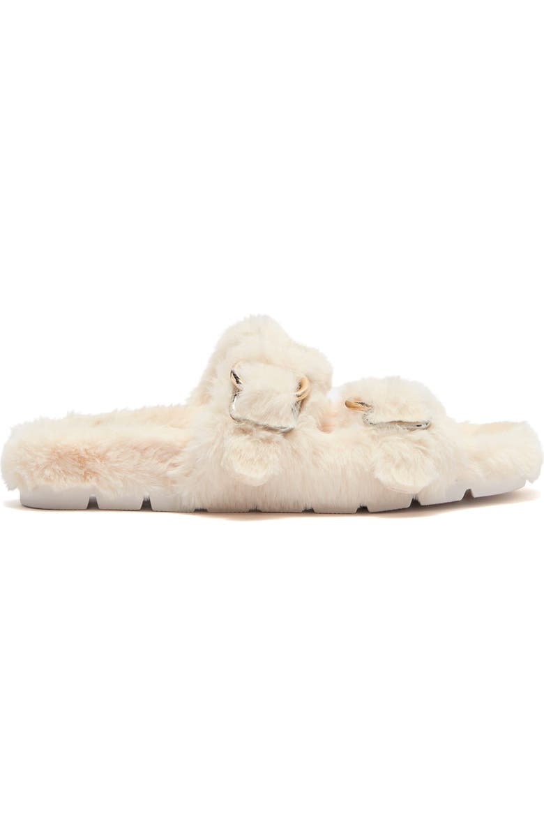 JSlides Bree Faux Fur Slide Sandal, Alternate, color, Natural
