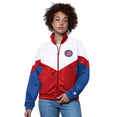 Women's Starter  White/Red Chicago Cubs Teamwork Raglan Full-Zip Track Jacket
