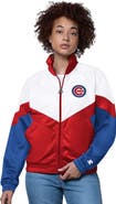 STARTER Women's Starter  White/Red Chicago Cubs Teamwork Raglan Full-Zip Track Jacket