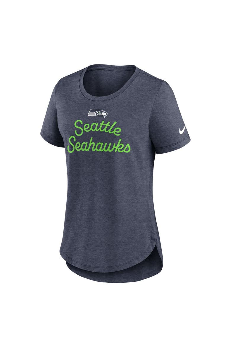 Women's Nike College Navy Seattle Seahawks Script Tri-Blend T-Shirt, Alternate, color, College Navy