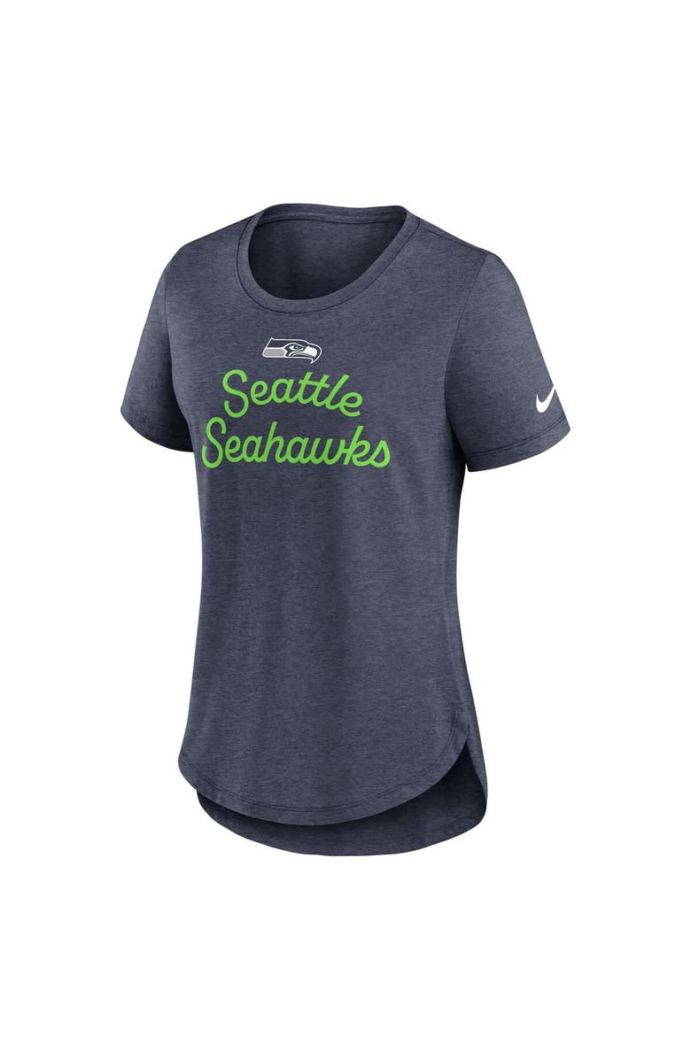 Nike Women's Nike College Navy Seattle Seahawks Script Tri-Blend T-Shirt, Alternate, color, College Navy