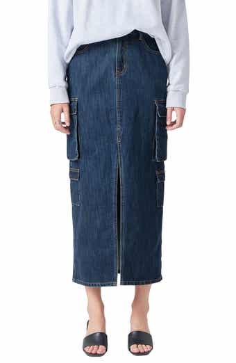 Denim Cargo Maxi Skirt