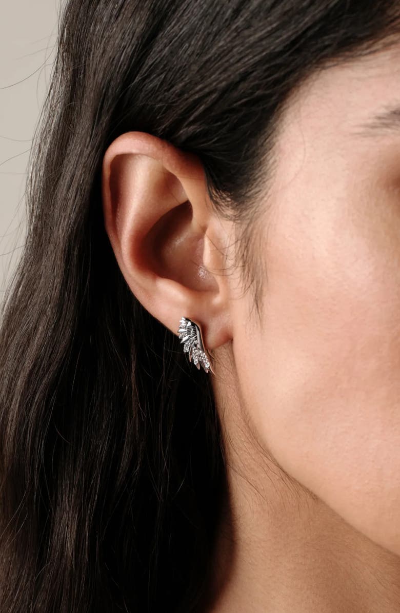 Awe Inspired Lab Grown Diamond Wing Ear Climbers, Alternate, color, 925 Sterling Silver