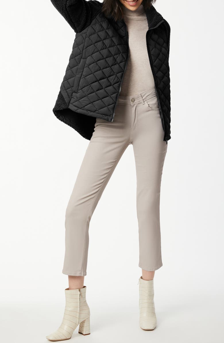 Bernardo Mixed Media Quilted Faux Fur Jacket, Alternate, color, Black