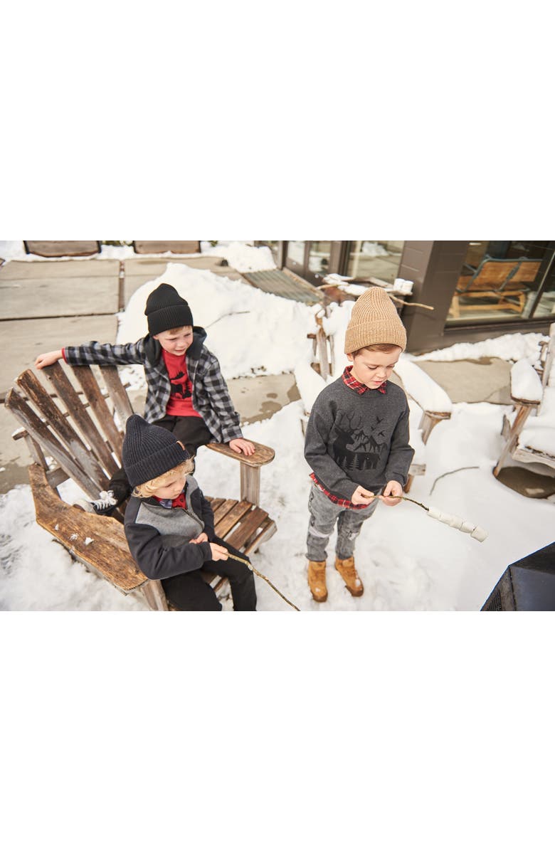 Deux par Deux Baby Boy's T-Shirt Red With Moose Print, Alternate, color, 