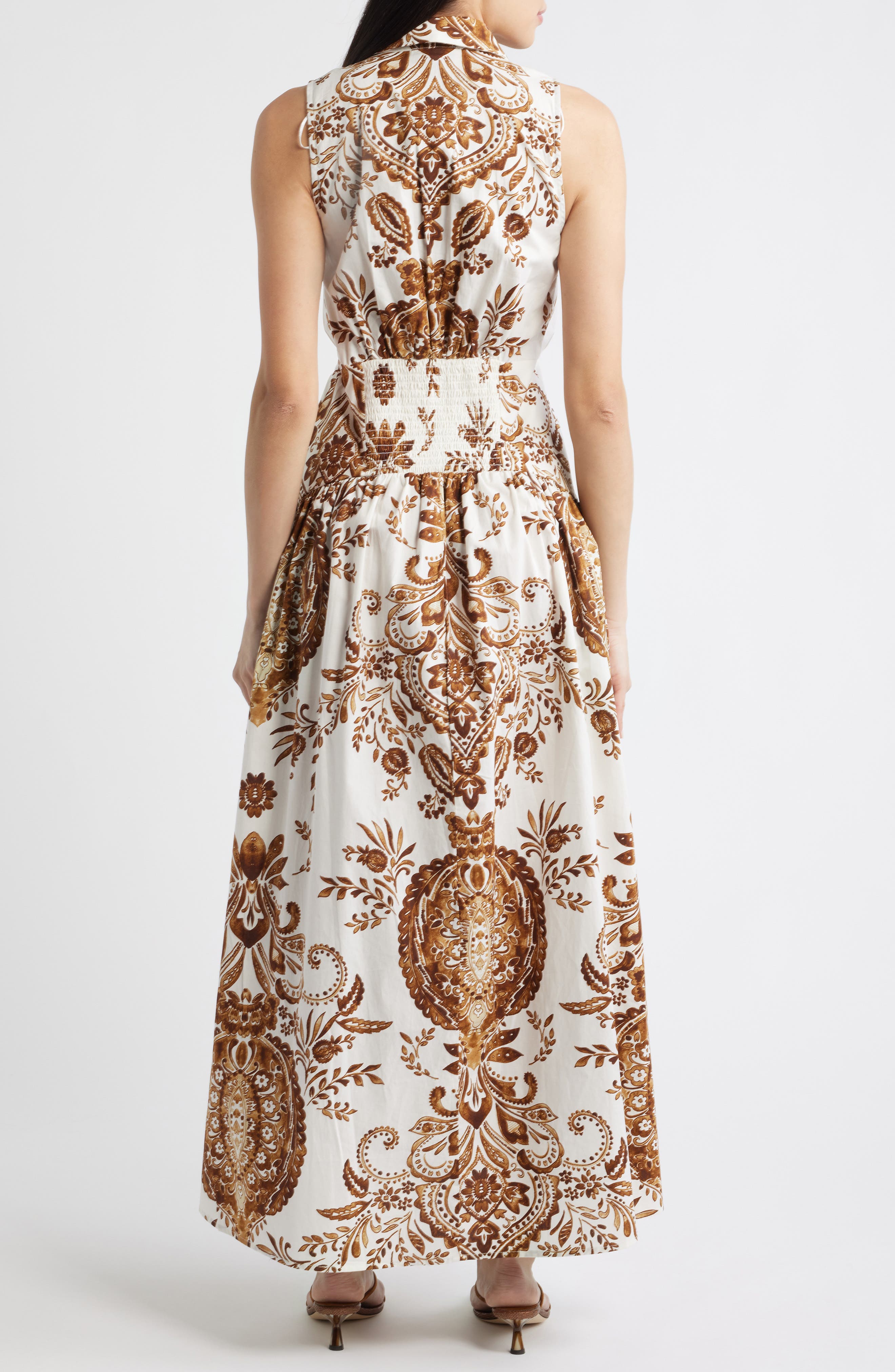 Print Sleeveless Maxi Shirtdress - image 2
