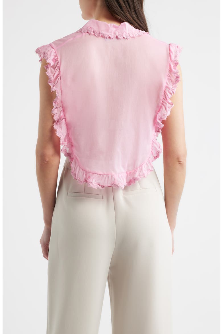 Insua Frill Detail Sleeveless Cotton Voile Button-Up Shirt, Alternate, color, PINK