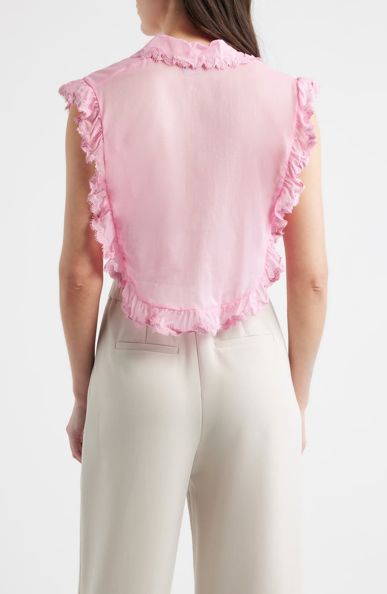 DELUC Insua Frill Detail Sleeveless Cotton Voile Button-Up Shirt, Alternate, color, Pink