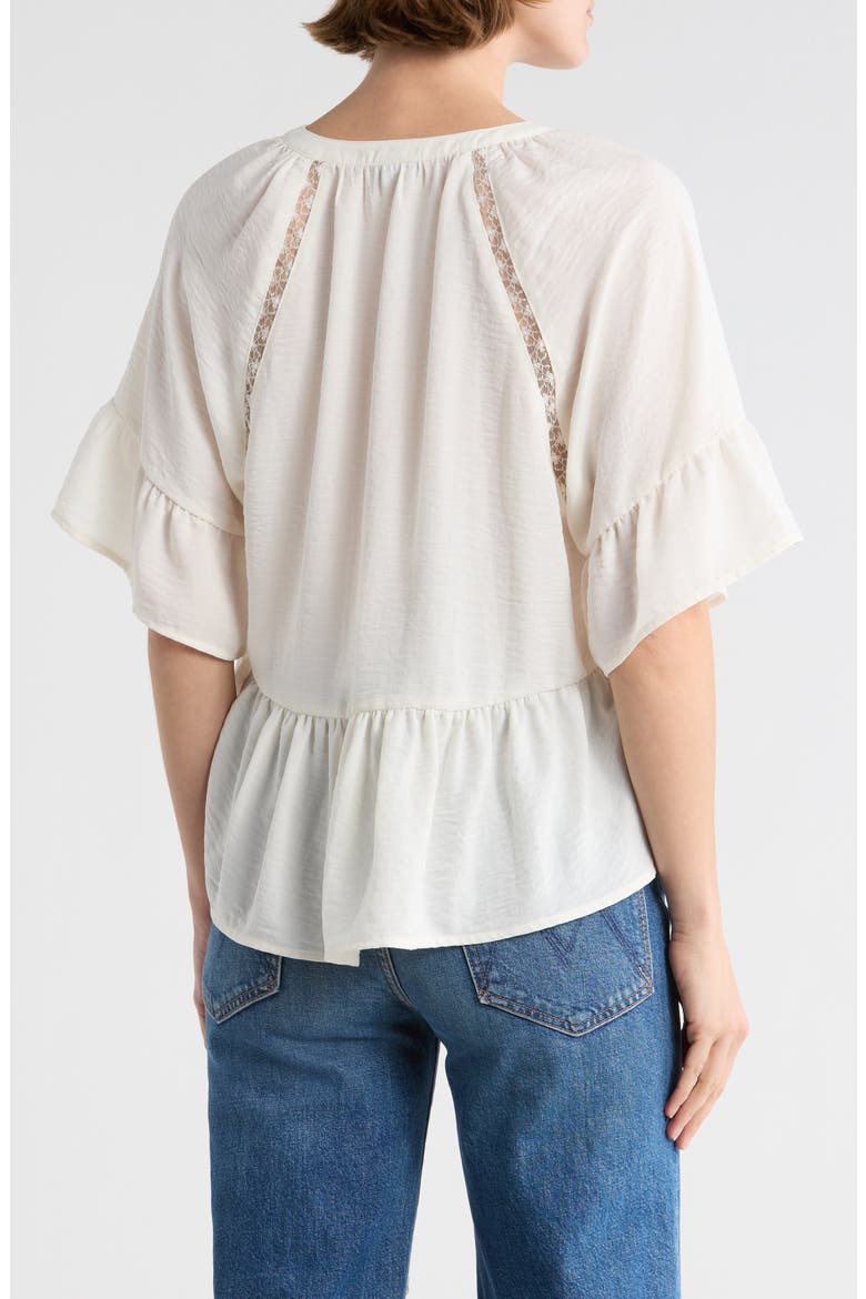 Ruffle Peplum Top, Alternate, color, IVORY EGRET
