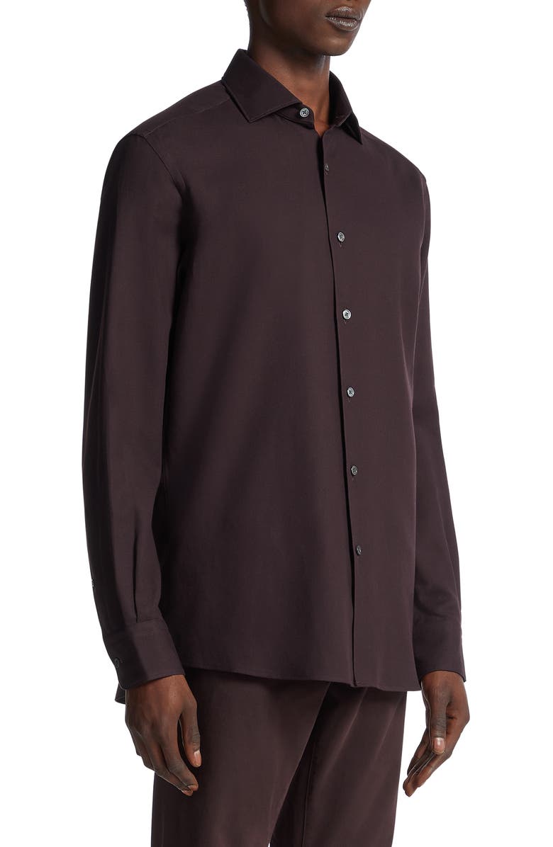 ZEGNA Cashco Cotton & Cashmere Button-Up Shirt, Alternate, color, 
