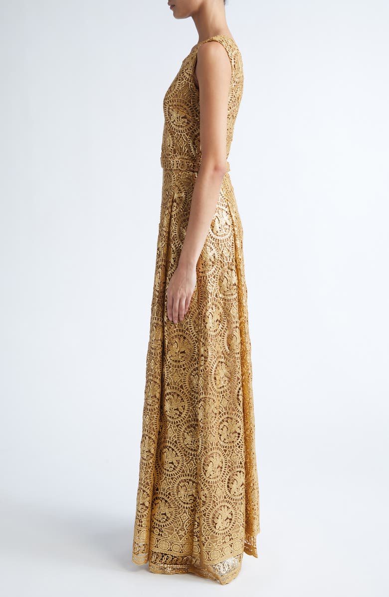Emilia Wickstead Torres Metallic Guiure Lace Gown, Alternate, color, Gold