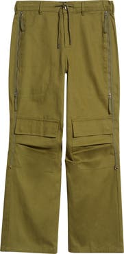 JUNGLES Stash Relaxed Wide Leg Cotton Twill Cargo Pants