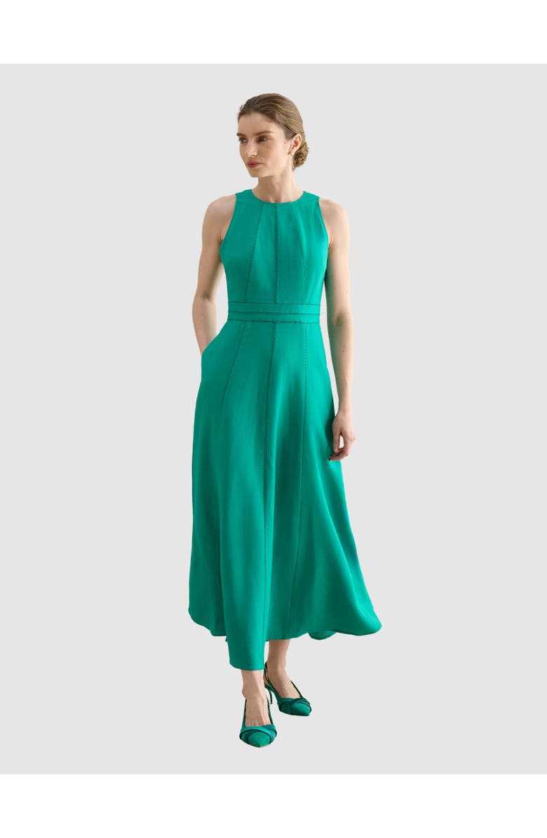HOBBS LONDON Harewood Sleeveless Fit Flare Dress, Main, color, Paradisegreen