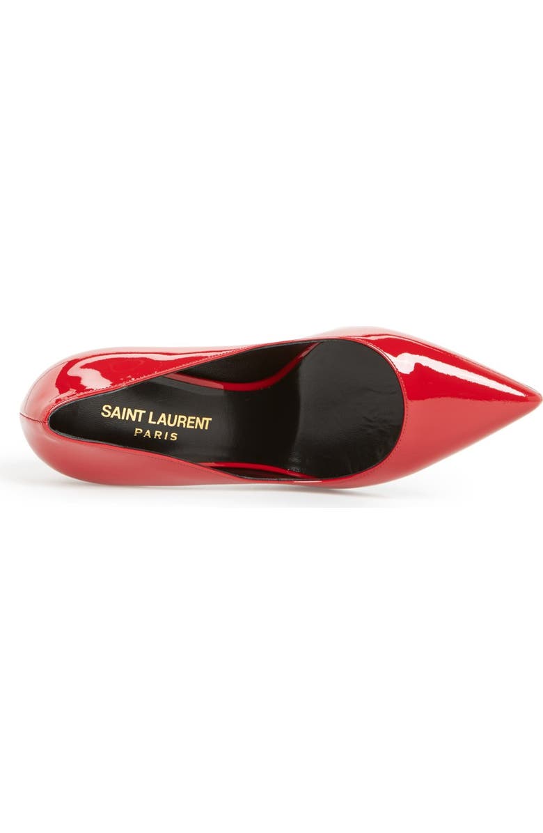 Saint Laurent 'Paris Skinny' Pointy Toe Pump, Alternate, color, Red