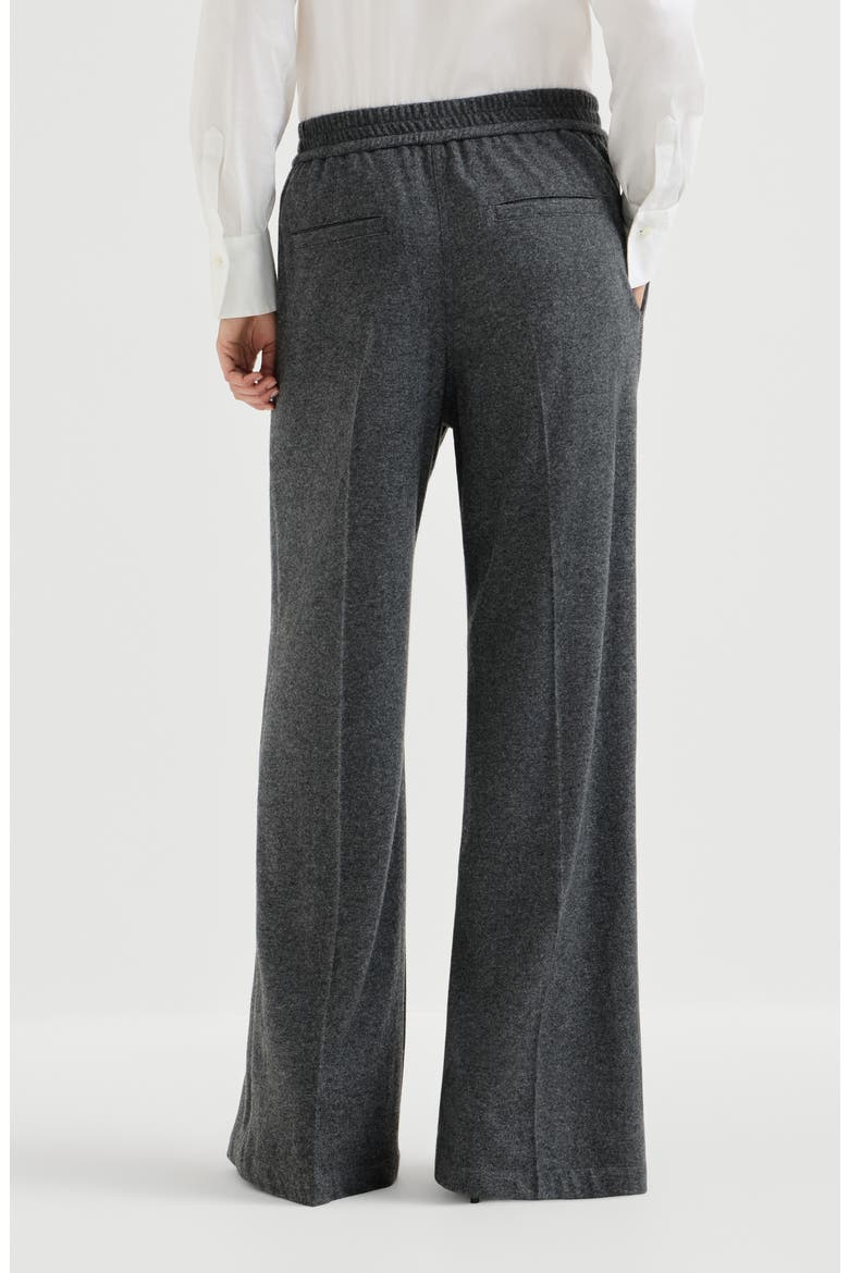 Cashmere jersey pleated wide track trousers, Alternate, color, Anthracite
