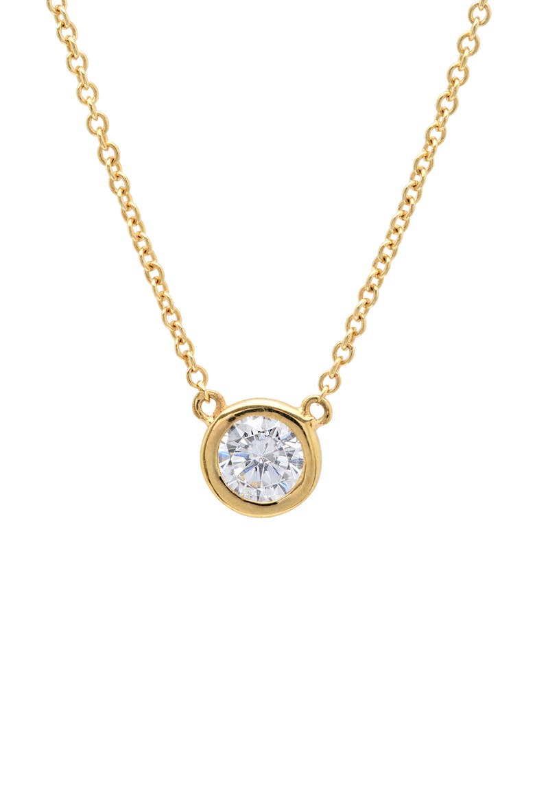 Cubic Zirconia Bezel Pendant Necklace, Main, color, 18KT YELLOW GOLD