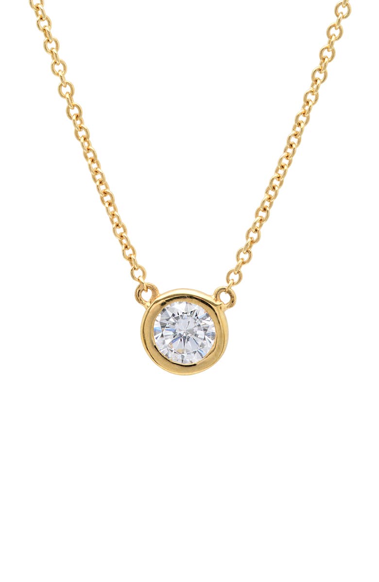 Crislu Cubic Zirconia Bezel Pendant Necklace, Main, color, 18Kt Yellow Gold