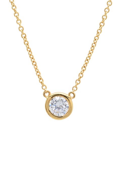 Cubic Zirconia Bezel Pendant Necklace