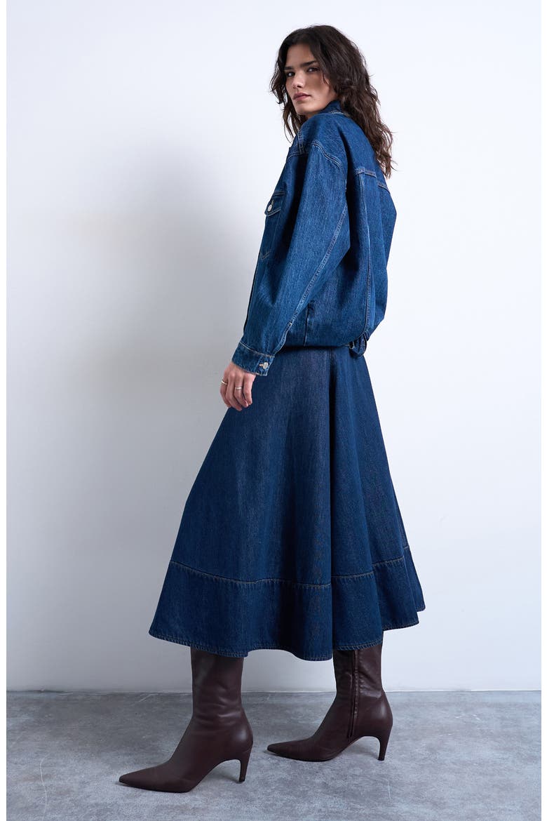 Dropped Waist Denim Skirt, Alternate, color, MEDIUM BLUE