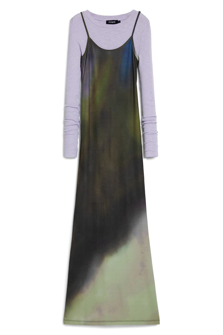 Maxi Slipdress and Long Sleeve Top Set, Alternate, color, LILAC