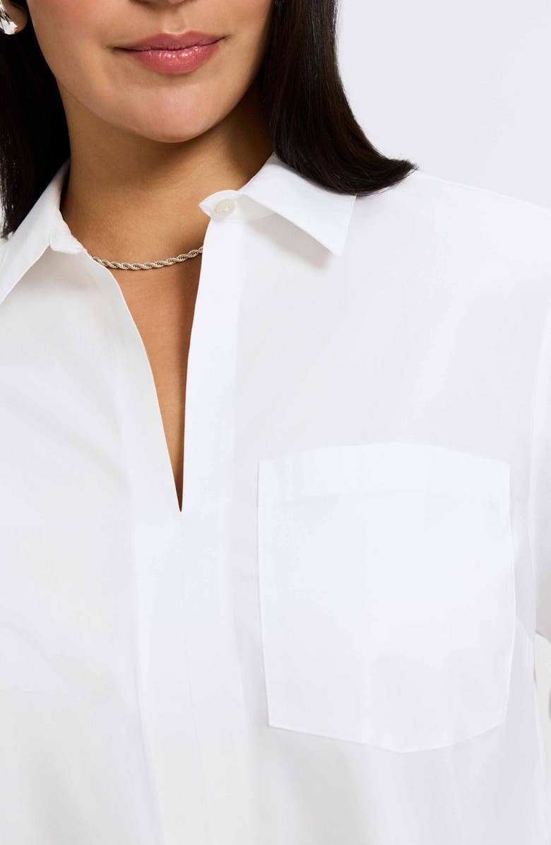 Foxcroft Bella Solid Popover Top, Alternate, color, White