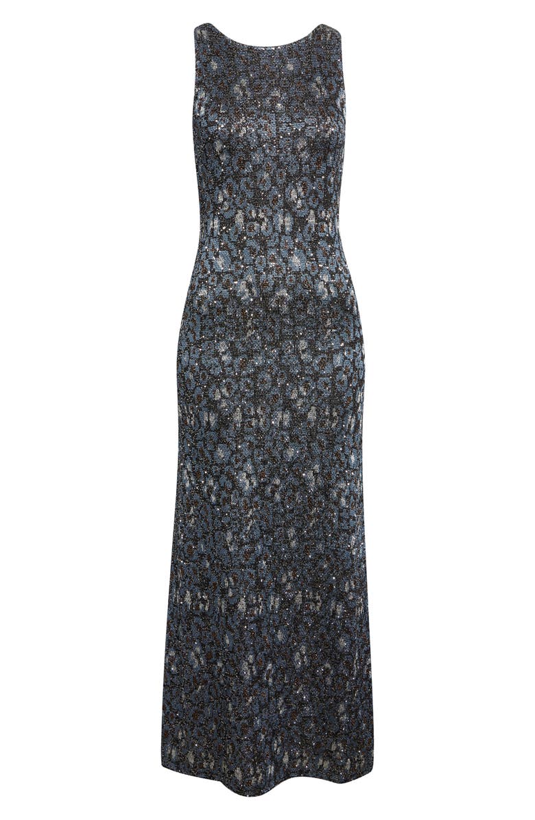 Missoni Animal Jacquard Sequin Sleeveless Column Dress, Alternate, color, Blue Base