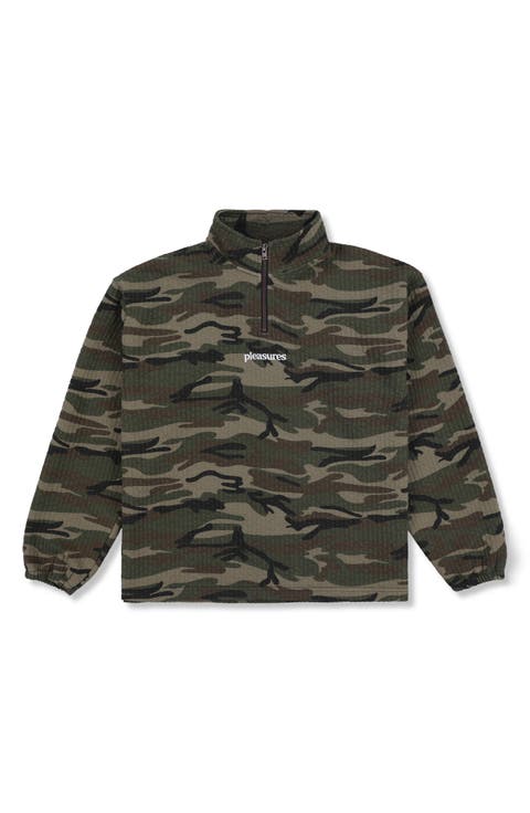 Textured Camo Quarter Zip Pullover