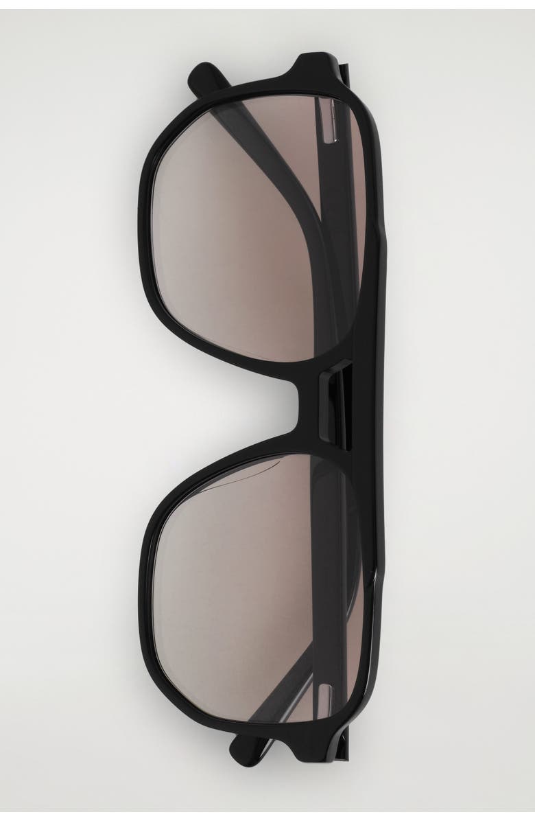 COS Oversized Square-Frame Aviator Sunglasses, Alternate, color, Black