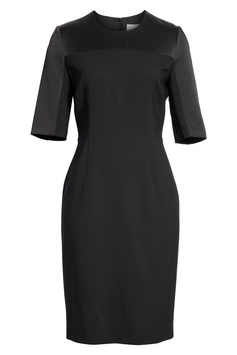 Danufa Stretch Wool Sheath Dress, Alternate, color, BLACK
