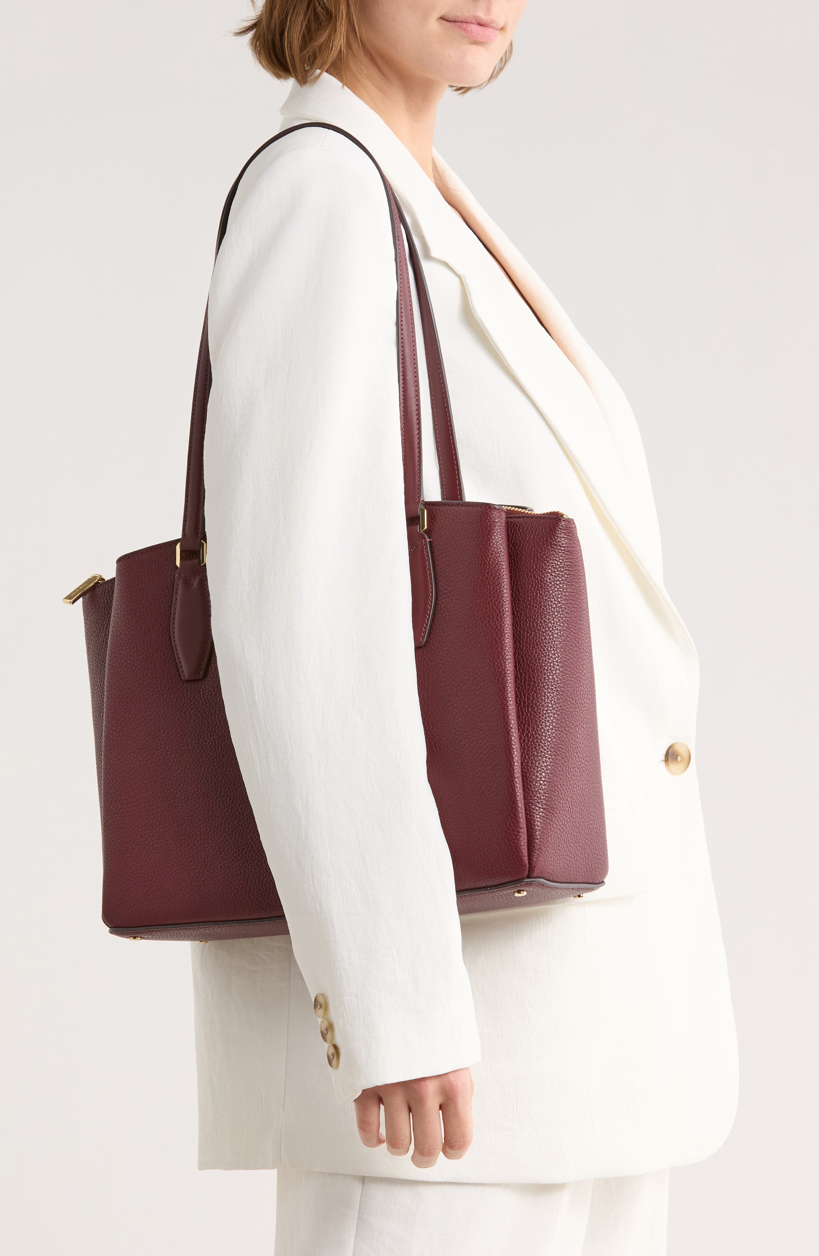 monet large triple compartment tote bag, Alternate, color, DARK MERLOT