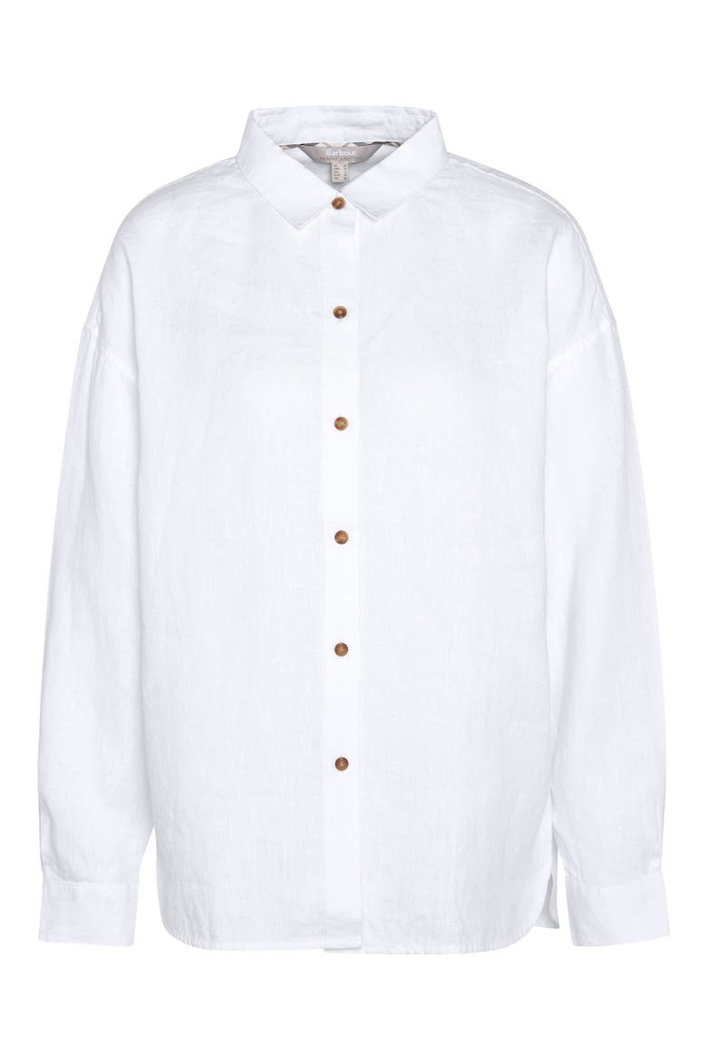 Hampton Linen Button-Up Shirt, Alternate, color, WHITE/ SAFARI DRESS TARTAN