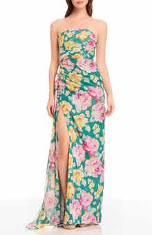 Dress the Population Lulu Metallic Floral Strapless Gown