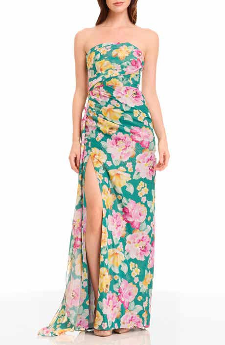 Dress the Population Lulu Metallic Floral Strapless Gown
