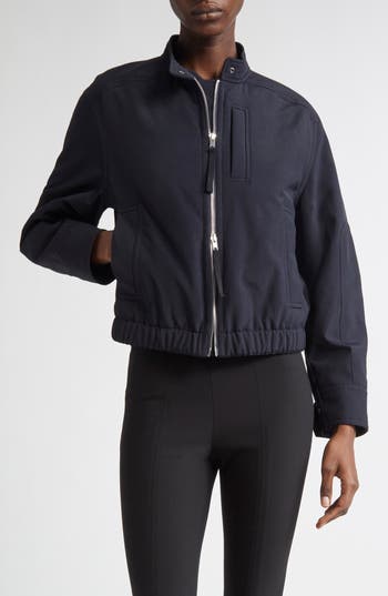 Vince Crop Bomber Jacket In Blue