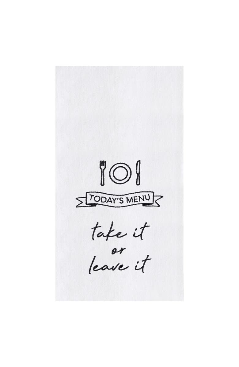 C&F Home 27" x 18" Today's Menu Kitchen Embroidered Hand Towel, Main, color, Black