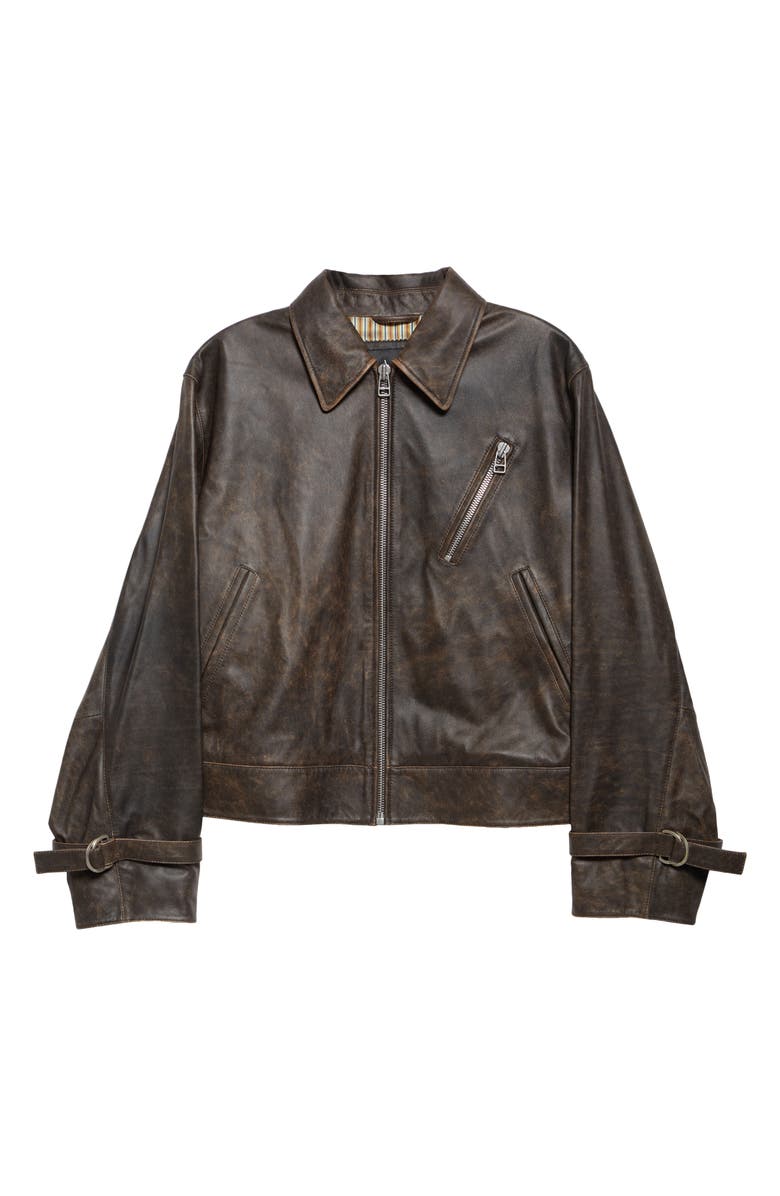 STOCKHOLM SURFBOARD CLUB Leather Work Jacket, Alternate, color, Brown