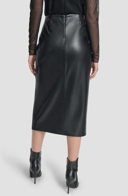 Dkny Faux Leather Midi Skirt In Black