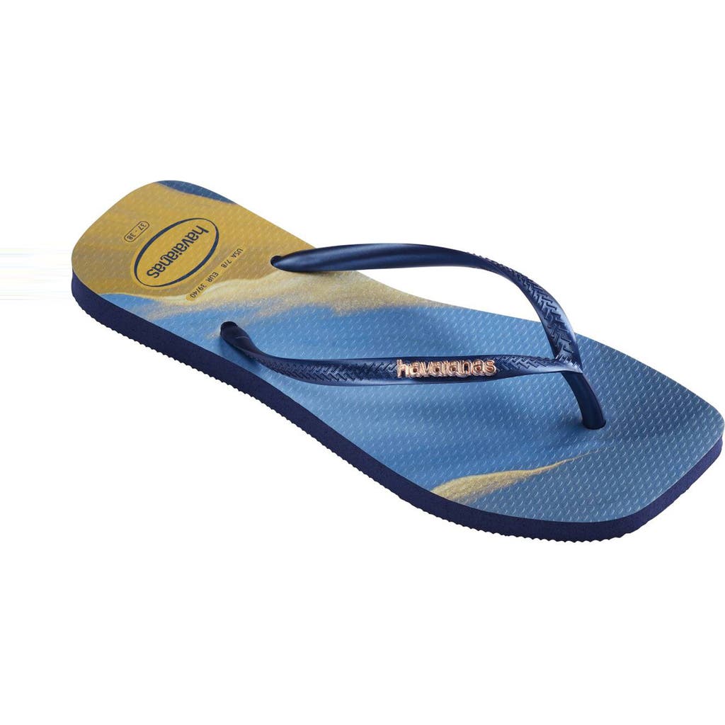 Havaianas Slim Square Flip Flop In Navy Blue